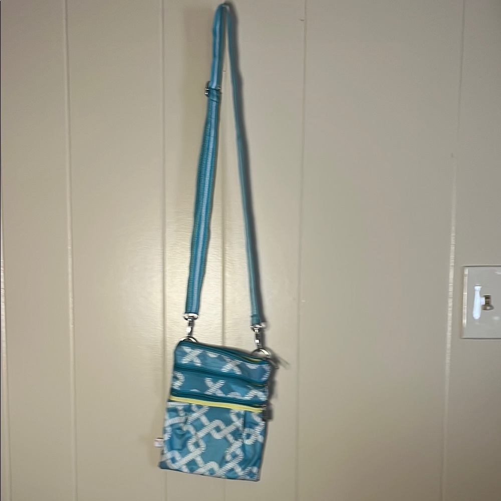 All For Color Teal and White Crossbody Bag